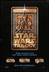 1z750 STAR WARS TRILOGY DS 1sh '97 George Lucas, Empire Strikes Back, Return of the Jedi!