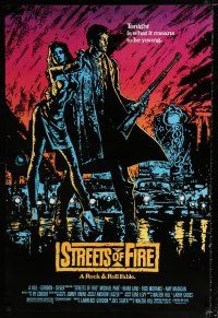 1z754 STREETS OF FIRE 1sh '84 Walter Hill directed, Michael Pare, Diane Lane, cool art!