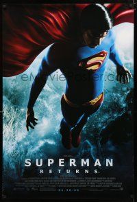1z758 SUPERMAN RETURNS advance DS 1sh '06 Bryan Singer, full-length image of Routh in costume!