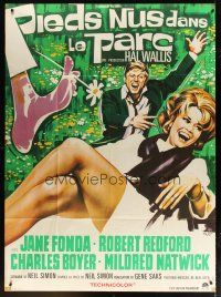 2b299 BAREFOOT IN THE PARK French 1p '67 different Roje art of Robert Redford & sexy Jane Fonda!