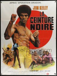 2b308 BLACK BELT JONES French 1p '74 cool completely different art of Jim Dragon Kelly, kung fu!