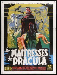2b315 BRIDES OF DRACULA French 1p R60s Terence Fisher, Hammer horror, cool Koutachy vampire art!