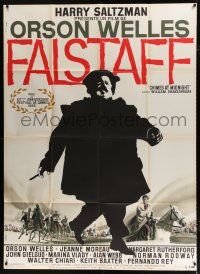 2b326 CHIMES AT MIDNIGHT French 1p '66 different art of Orson Welles as Falstaff by Landi!
