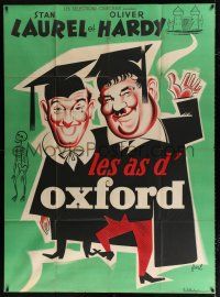 2b333 CHUMP AT OXFORD French 1p R50s different Hurel art of Laurel & Hardy in caps and gown!