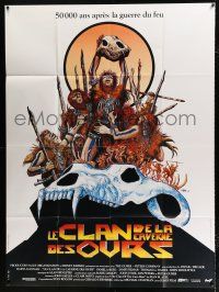2b336 CLAN OF THE CAVE BEAR French 1p '86 cool different caveman artwork by McGinnis & Druillet!