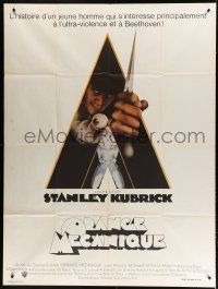 2b338 CLOCKWORK ORANGE French 1p R70s Stanley Kubrick classic, Castle art of Malcolm McDowell!