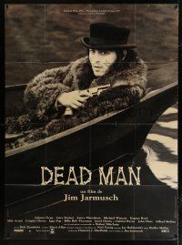 2b347 DEAD MAN French 1p '96 c/u of Johnny Depp in fur coat w/ gun, Jim Jarmusch's mystic western!