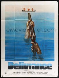 2b350 DELIVERANCE French 1p '72 John Boorman classic, great art of shotgun pointed at canoers!