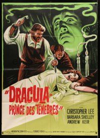 2b357 DRACULA PRINCE OF DARKNESS French 1p R60s cool vampire Christopher Lee + man driving stake art!