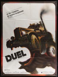 2b359 DUEL French 1p '73 Steven Spielberg, wacky different killer vehicle art by Landi!