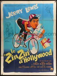 2b366 ERRAND BOY French 1p '62 different Boris Grinsson art of wacky Jerry Lewis on bicycle!