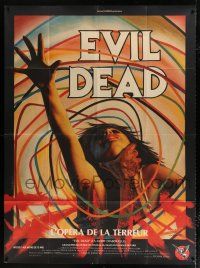 2b369 EVIL DEAD French 1p R80s Sam Raimi cult classic, best horror art of girl grabbed by zombie!