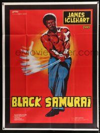 2b371 FIGHTING MAD French 1p '78 best artwork of Black Samurai James Inglehart with katana!