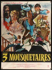 2b372 FIGHTING MUSKETEERS French 1p '61 Allard art of Gerard Barray & the Three Musketeers!