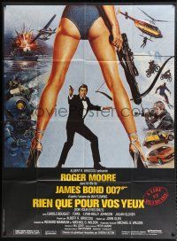 2b379 FOR YOUR EYES ONLY French 1p '81 art of Roger Moore as James Bond by Brian Bysouth!