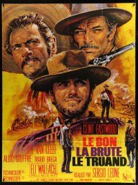 2b389 GOOD, THE BAD & THE UGLY French 1p R70s Clint Eastwood, Van Cleef, Sergio Leone, Mascii art!