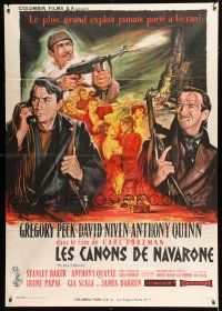 2b397 GUNS OF NAVARONE style C French 1p '61 different Mascii art of Gregory Peck, Niven & Quinn!