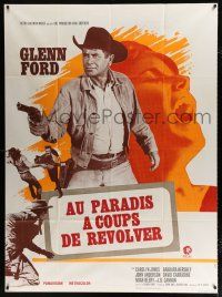 2b400 HEAVEN WITH A GUN French 1p '69 different image of cowboy Glenn Ford pointing gun!