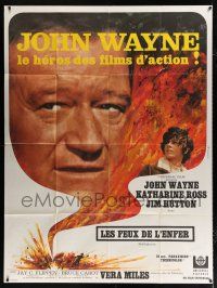 2b401 HELLFIGHTERS French 1p '68 John Wayne as fireman Red Adair, Katharine Ross, different art!