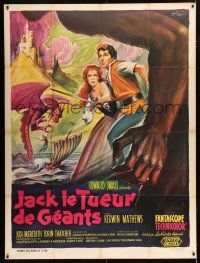 2b418 JACK THE GIANT KILLER French 1p '62 different Grinsson fantasy art of Mathews & dragon!