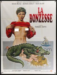 2b423 LA BONZESSE French 1p '74 outrageous Sole art of naked girls & alligator, sexploitation!