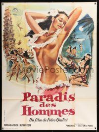 2b433 LAST PARADISE French 1p '57 best art of super sexy topless island babes by Georges Allard!