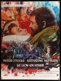 2b442 LION IN WINTER French 1p '68 Bussenko art of Katharine Hepburn & Peter O'Toole as Henry II!