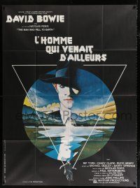 2b456 MAN WHO FELL TO EARTH French 1p '76 Nicolas Roeg, best art of David Bowie by Vic Fair!