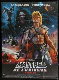 2b461 MASTERS OF THE UNIVERSE French 1p '87 Dolph Lundgren as He-Man, different Haley art!