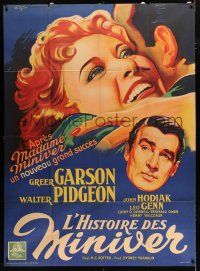 2b466 MINIVER STORY French 1p '50 different Bonneaud of pretty Greer Garson & Walter Pidgeon!