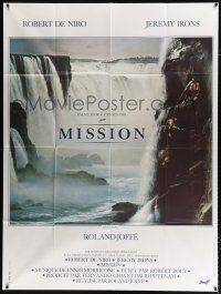 2b467 MISSION French 1p '86 Robert De Niro, Jeremy Irons, cool waterfall artwork!