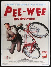 2b495 PEE-WEE'S BIG ADVENTURE French 1p '85 Tim Burton, best image of Paul Reubens & beloved bike!