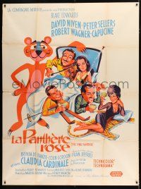 2b499 PINK PANTHER French 1p '64 wacky art of Sellers, Niven, Capucine, Cardinale & Wagner!