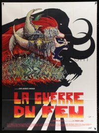 2b510 QUEST FOR FIRE style A French 1p '81 best different caveman art by Philippe Druillet!
