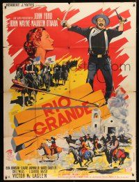 2b519 RIO GRANDE French 1p '51 different Dargouge art of John Wayne & Maureen O'Hara, John Ford