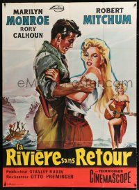 2b520 RIVER OF NO RETURN French 1p R50s Belinsky art of sexy Marilyn Monroe & Robert Mitchum!