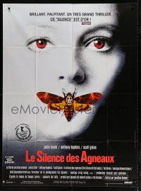 2b534 SILENCE OF THE LAMBS French 1p '90 great image of Jodie Foster with moth over mouth!