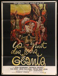 2b546 SQUIRM French 1p '76 gruesome Drew Struzan art, it was the night of the crawling terror!