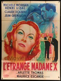 2b551 STRANGE MADAME X French 1p '51 art of Michele Morgan & Henri Vidal by Jacques Bonneaud!
