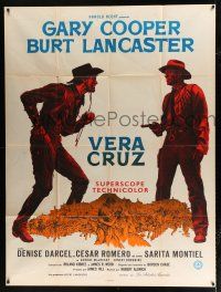 2b581 VERA CRUZ French 1p R60s full-length art of cowboys Gary Cooper & Burt Lancaster, Aldrich!