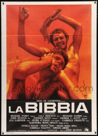 2b019 BIBLE Italian 1p R80s La Bibbia, Richard Harris as Cain killing Franco Nero as Abel!