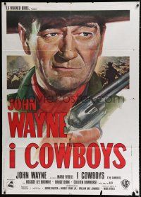 2b028 COWBOYS Italian 1p '72 different super close up art of big John Wayne with gun!