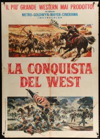 2b070 HOW THE WEST WAS WON Italian 1p '64 John Ford classic western epic, cool Reynold Brown art!