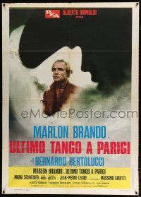 2b082 LAST TANGO IN PARIS Italian 1p R70s different image of Brando & silhouette, Bertolucci!