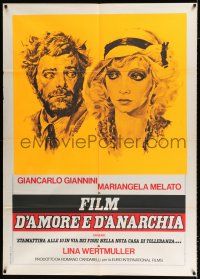 2b092 LOVE & ANARCHY Italian 1p '73 Lina Wertmuller, art of Giancarlo Giannini & Mariangela Melato!