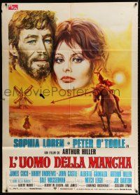 2b098 MAN OF LA MANCHA Italian 1p '72 Peter O'Toole, Sophia Loren, cool different Avelli art!