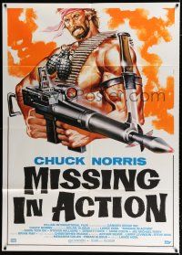 2b104 MISSING IN ACTION 2 Italian 1p '85 different art of action hero Chuck Norris by Symeoni!