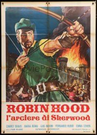 2b130 ROBIN HOOD NEVER DIES Italian 1p '75 cool art of Charly Bravo with bow & arrow!