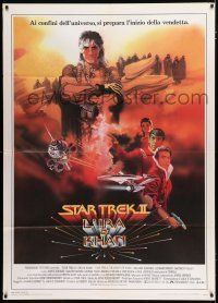 2b143 STAR TREK II Italian 1p '82 The Wrath of Khan, Nimoy, Shatner, Montalban, Bob Peak art!
