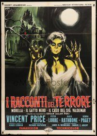 2b147 TALES OF TERROR Italian 1p '62 completely different Symeoni art of creepy female ghoul!